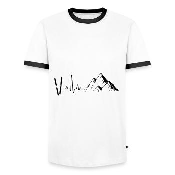 Skiing Freqenz Skier Ski Vacation Mountains Pulse - Men's Ringer Shirt - white/black - Front - AI Model Female 172 light (172cm) & AI Model Male 178 dark (178cm)