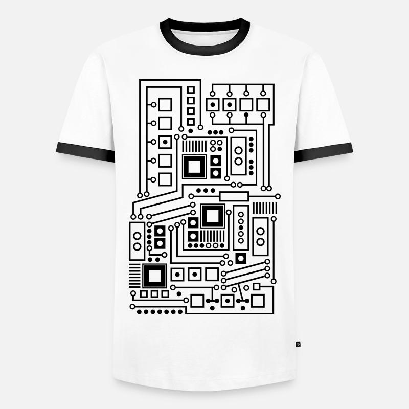 Platine Muster Technik Nerd - Männer Kontrast-T-Shirt - Weiß/Schwarz