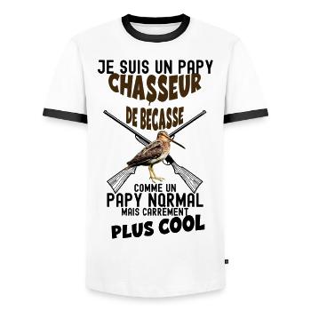 Mon papy chasseur de bécasse - T-shirt contrasté Homme - blanc/noir - Devant - AI Model Female 172 light (172cm) & AI Model Male 178 dark (178cm)