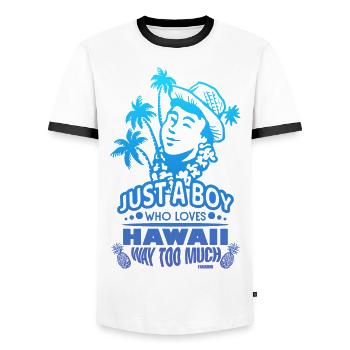 Hawaii - Männer Kontrast-T-Shirt - Weiß/Schwarz - Vorne - AI Model Female 172 light (172cm) & AI Model Male 178 dark (178cm)