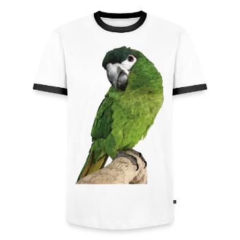 The Noble Macaw - Men's Ringer Shirt - white/black - Front - AI Model Female 172 light (172cm) & AI Model Male 178 dark (178cm)