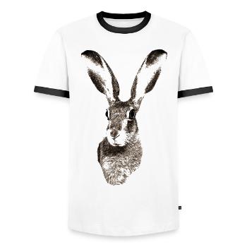 Hase - Männer Kontrast-T-Shirt - Weiß/Schwarz - Vorne - AI Model Female 172 light (172cm) & AI Model Male 178 dark (178cm)