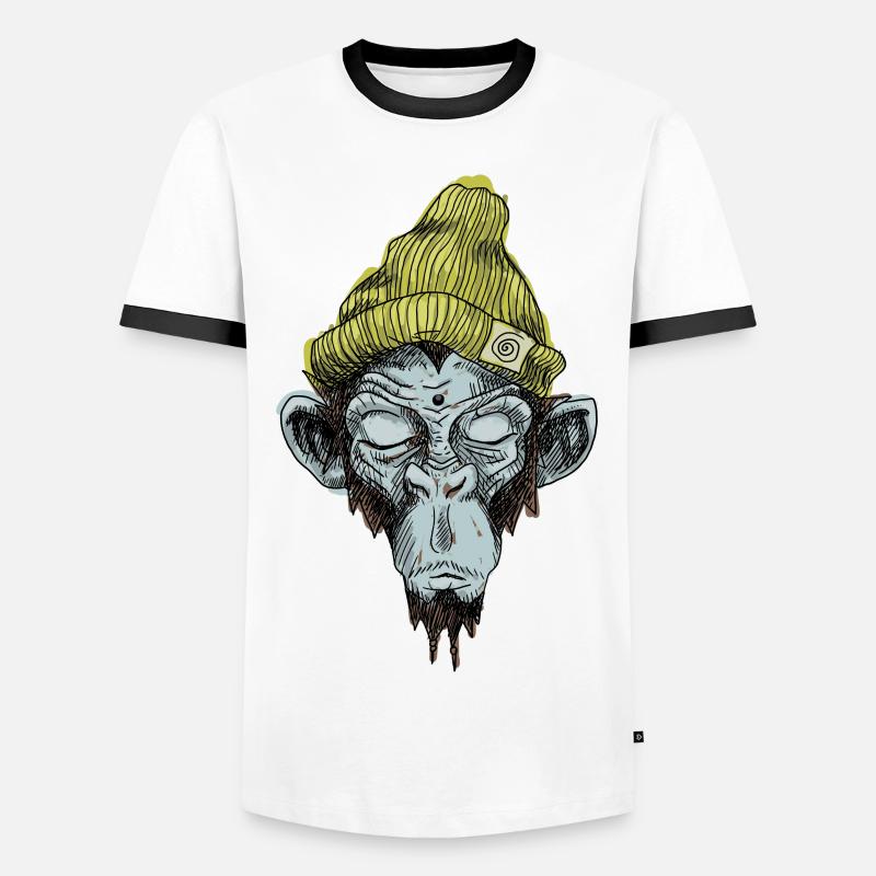Monkey with hat - Men's Ringer Shirt - white/black