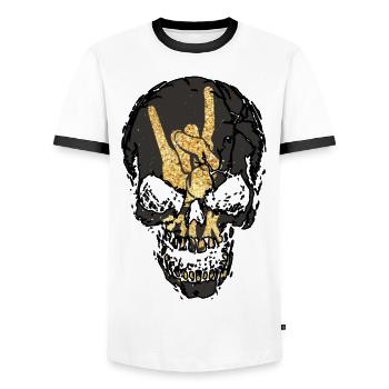 Rock`n Roll Skull - Männer Kontrast-T-Shirt - Weiß/Schwarz - Vorne - AI Model Female 172 light (172cm) & AI Model Male 178 dark (178cm)