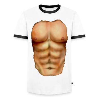 Mein wahres Ich - Muskulös - Men's Ringer Shirt - white/black - Front - AI Model Female 172 light (172cm) & AI Model Male 178 dark (178cm)