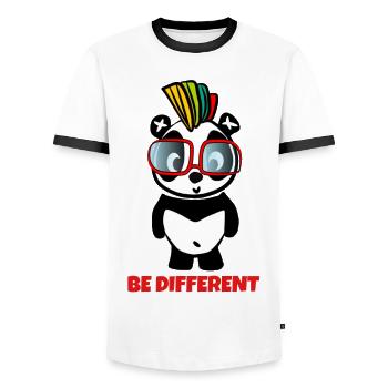 Be Different - Crazy Pandabear - Men's Ringer Shirt - white/black - Front - AI Model Female 172 light (172cm) & AI Model Male 178 dark (178cm)