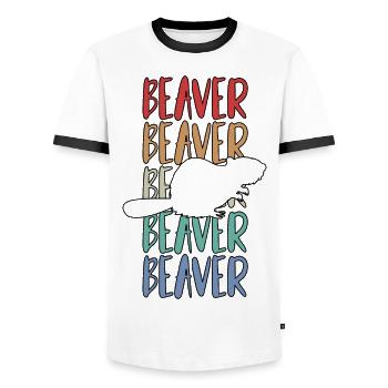 Biber - Männer Kontrast-T-Shirt - Weiß/Schwarz - Vorne - AI Model Female 172 light (172cm) & AI Model Male 178 dark (178cm)