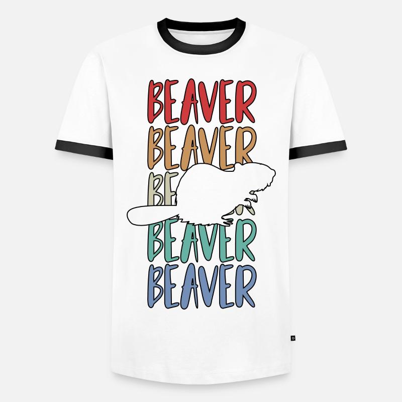 Beaver - Men's Ringer Shirt - white/black