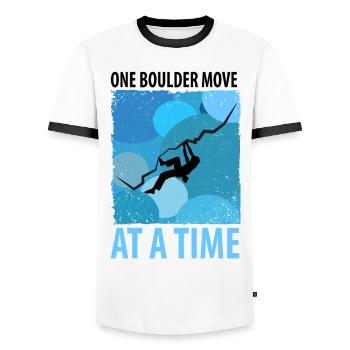 Vintage Bouldern Boulderer Klettern Kletterer - Männer Kontrast-T-Shirt - Weiß/Schwarz - Vorne - AI Model Female 172 light (172cm) & AI Model Male 178 dark (178cm)
