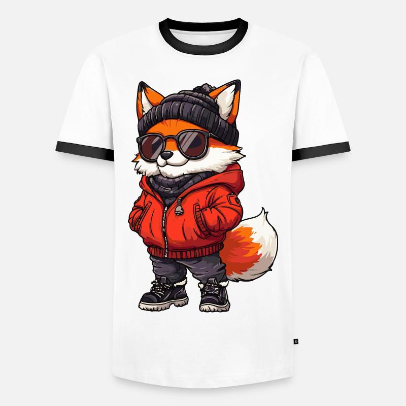 Fuchs Cool Comic - Männer Kontrast-T-Shirt - Weiß/Schwarz