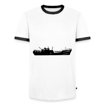 Iuventa - navire de sauvetage - T-shirt contrasté Homme - blanc/noir - Devant - AI Model Female 172 light (172cm) & AI Model Male 178 dark (178cm)