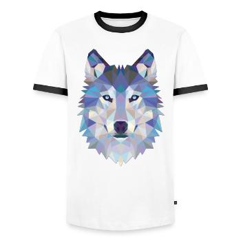 Wolf Origami - Men's Ringer Shirt - white/black - Front - AI Model Female 172 light (172cm) & AI Model Male 178 dark (178cm)