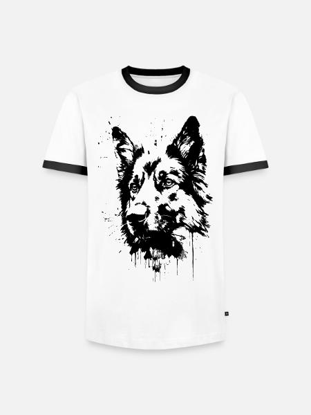 German shepherd - Men's Ringer Shirt - white/black