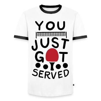 Dicton de ping-pong - T-shirt contrasté Homme - blanc/noir - Devant - AI Model Female 172 light (172cm) & AI Model Male 178 dark (178cm)