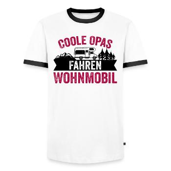 Cool Grandpas Driving Motorhome Caravan Camper Womo - Men's Ringer Shirt - white/black - Front - AI Model Female 172 light (172cm) & AI Model Male 178 dark (178cm)