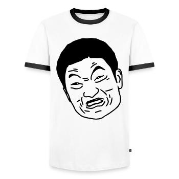 IMPOSSIBRU - MEME - Männer Kontrast-T-Shirt - Weiß/Schwarz - Vorne - AI Model Female 172 light (172cm) & AI Model Male 178 dark (178cm)