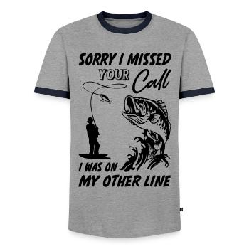 Désolé, j’ai raté votre appel Pêche - T-shirt contrasté Homme - gris/marine  - Devant - AI Model Female 172 light (172cm) & AI Model Male 178 light (178cm)