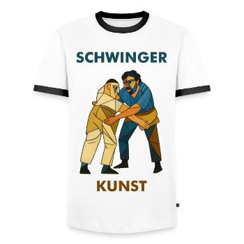 schwinger kunst - Männer Kontrast-T-Shirt - Weiß/Schwarz - Vorne - AI Model Female 172 light (172cm) & AI Model Male 178 dark (178cm)