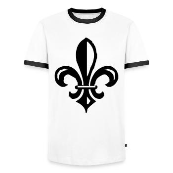fleur de lis french lily - Männer Kontrast-T-Shirt - Weiß/Schwarz - Vorne - AI Model Female 172 light (172cm) & AI Model Male 178 dark (178cm)