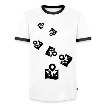 World map icon icon - Men's Ringer Shirt - white/black - Front - AI Model Female 172 light (172cm) & AI Model Male 178 dark (178cm)