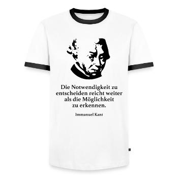 Kant: Die Notwendigkeit zu entscheiden reicht wei - Männer Kontrast-T-Shirt - Weiß/Schwarz - Vorne - AI Model Female 172 light (172cm) & AI Model Male 178 dark (178cm)