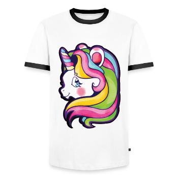 unicorn - Men's Ringer Shirt - white/black - Front - AI Model Female 172 light (172cm) & AI Model Male 178 dark (178cm)