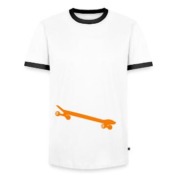 Skateboarding Man Symbol Skateboard - Men's Ringer Shirt - white/black - Front - AI Model Female 172 light (172cm) & AI Model Male 178 dark (178cm)