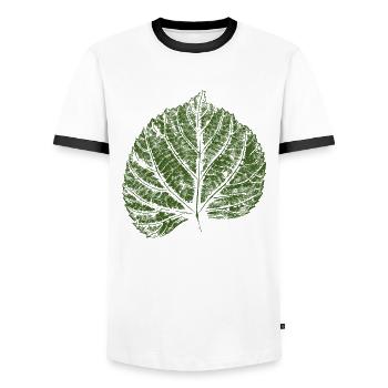 Feuille de tilleul / feuille de tilleul - NATURE & FOREST - T-shirt contrasté Homme - blanc/noir - Devant - AI Model Female 172 light (172cm) & AI Model Male 178 dark (178cm)