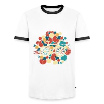 Fahrradwerkstatt Fahrradmonteurin Fahrrad - Männer Kontrast-T-Shirt - Weiß/Schwarz - Vorne - AI Model Female 172 light (172cm) & AI Model Male 178 dark (178cm)