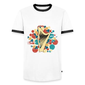 Harp Gift Musical Instrument Musician Plucking - Men's Ringer Shirt - white/black - Front - AI Model Female 172 light (172cm) & AI Model Male 178 dark (178cm)