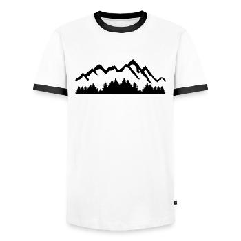 Mountains and Forest - Men's Ringer Shirt - white/black - Front - AI Model Female 172 light (172cm) & AI Model Male 178 dark (178cm)