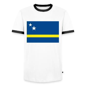 Curacao flag - Men's Ringer Shirt - white/black - Front - AI Model Female 172 light (172cm) & AI Model Male 178 dark (178cm)