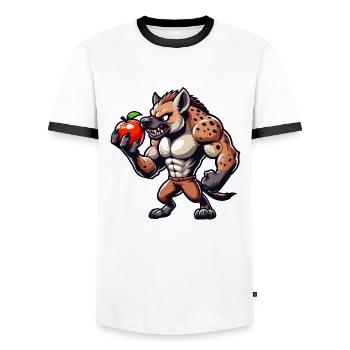 Hyena Aime L’entraînement De Remise En Forme Aux Pommes - T-shirt contrasté Homme - blanc/noir - Devant - AI Model Female 172 light (172cm) & AI Model Male 178 dark (178cm)