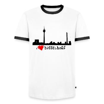 J'aime Dusseldorf - T-shirt contrasté Homme - blanc/noir - Devant - AI Model Female 172 light (172cm) & AI Model Male 178 dark (178cm)