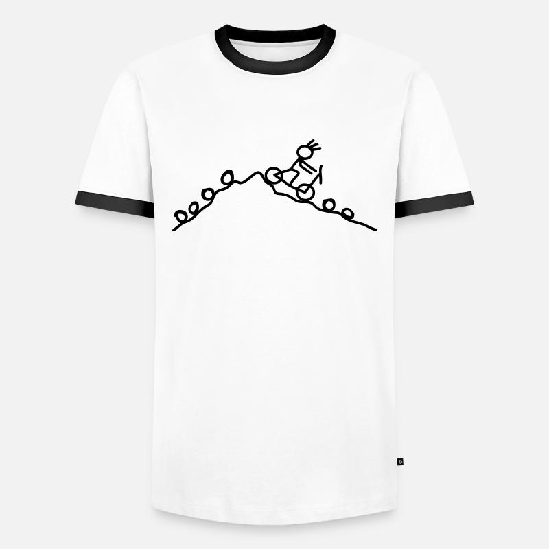 Strichmännchen MTB Rad - Männer Kontrast-T-Shirt - Weiß/Schwarz