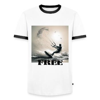 Kitesurf - Men's Ringer Shirt - white/black - Front - AI Model Female 172 light (172cm) & AI Model Male 178 dark (178cm)
