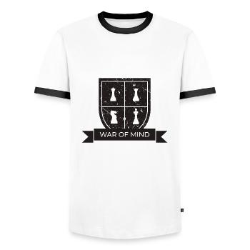 jouer joueur idée cadeau d'échecs blazon - T-shirt contrasté Homme - blanc/noir - Devant - AI Model Female 172 light (172cm) & AI Model Male 178 dark (178cm)