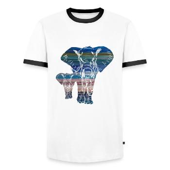 Famille d'éléphants colorés - T-shirt contrasté Homme - blanc/noir - Devant - AI Model Female 172 light (172cm) & AI Model Male 178 dark (178cm)