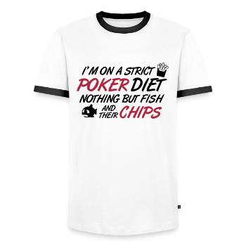Poker diet: Fish and their chips - Männer Kontrast-T-Shirt - Weiß/Schwarz - Vorne - AI Model Female 172 light (172cm) & AI Model Male 178 dark (178cm)