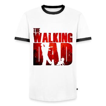 The walking dad - Vater Baby Lustig Humor Zombie - Men's Ringer Shirt - white/black - Front - AI Model Female 172 light (172cm) & AI Model Male 178 dark (178cm)