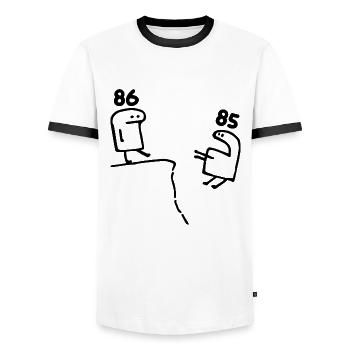 86 Jahre alt - 86. Geburtstag Spaß 86 Jahre altes Geschenk - Männer Kontrast-T-Shirt - Weiß/Schwarz - Vorne - AI Model Female 172 light (172cm) & AI Model Male 178 dark (178cm)
