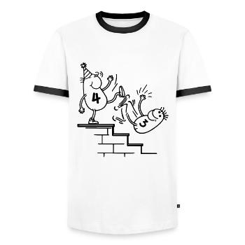 4th Birthday Party Funny For 4 Years Old - Men's Ringer Shirt - white/black - Front - AI Model Female 172 light (172cm) & AI Model Male 178 dark (178cm)