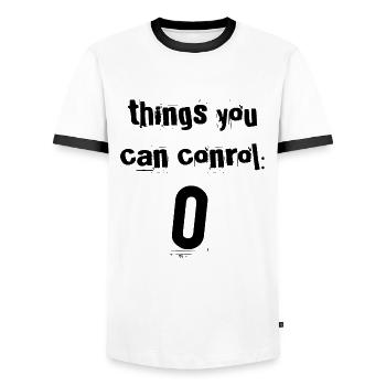 Ce que vous pouvez contrôler Zéro - T-shirt contrasté Homme - blanc/noir - Devant - AI Model Female 172 light (172cm) & AI Model Male 178 dark (178cm)