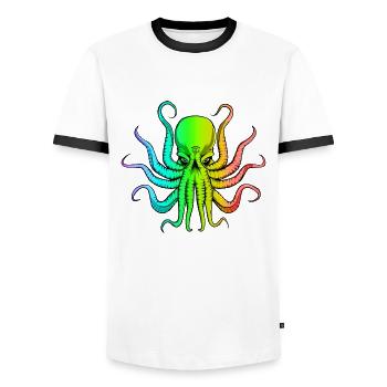 Rainbow Cthulhu - Men's Ringer Shirt - white/black - Front - AI Model Female 172 light (172cm) & AI Model Male 178 dark (178cm)