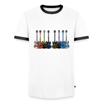 Gitarren - Männer Kontrast-T-Shirt - Weiß/Schwarz - Vorne - AI Model Female 172 light (172cm) & AI Model Male 178 dark (178cm)