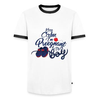 idée de cadeau naissance bébé enfant né naissance - T-shirt contrasté Homme - blanc/noir - Devant - AI Model Female 172 light (172cm) & AI Model Male 178 dark (178cm)