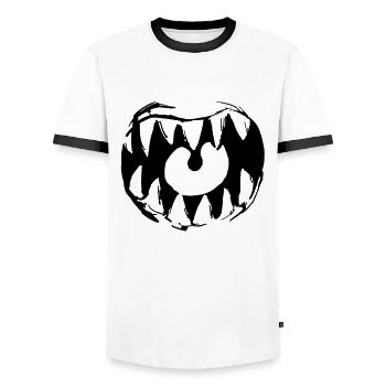 Große Klappe - Männer Kontrast-T-Shirt - Weiß/Schwarz - Vorne - AI Model Female 172 light (172cm) & AI Model Male 178 dark (178cm)
