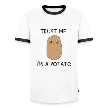 Trust me I'm a Potato - Männer Kontrast-T-Shirt - Weiß/Schwarz - Vorne - AI Model Female 172 light (172cm) & AI Model Male 178 dark (178cm)
