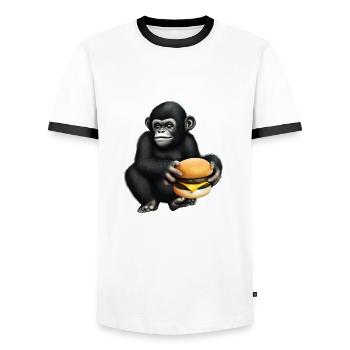 Gorilla aime les cheeseburgers - T-shirt contrasté Homme - blanc/noir - Devant - AI Model Female 172 light (172cm) & AI Model Male 178 dark (178cm)