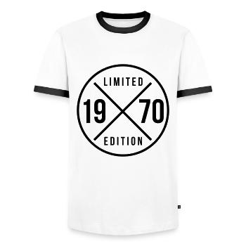Limited Edition 1970 Geburtstag 1970 - Männer Kontrast-T-Shirt - Weiß/Schwarz - Vorne - AI Model Female 172 light (172cm) & AI Model Male 178 dark (178cm)